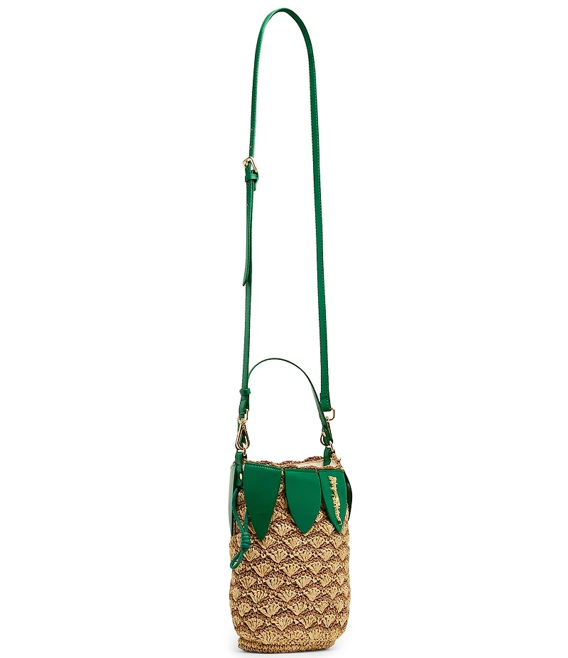 Betsey Johnson Pineapple Straw Drawstring Bucket Bag