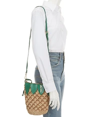 Betsey Johnson Pineapple Straw Drawstring Bucket Bag