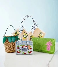 Betsey Johnson Pineapple Straw Drawstring Bucket Bag