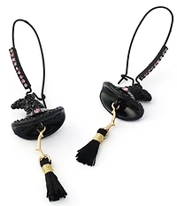 Betsey Johnson Pretty Spooky Witchy Hat & Broomstick Dangle Drop Earrings