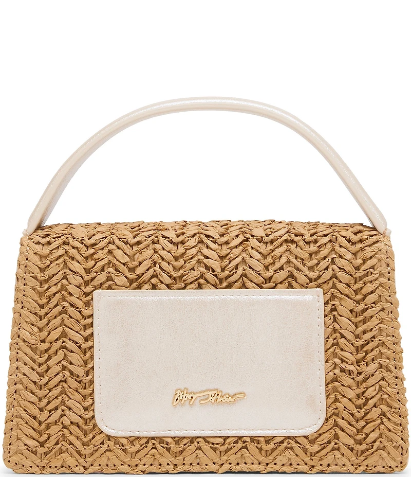 Betsey Johnson Raffia Pearl Butterfly Mini Top Handle Satchel Bag
