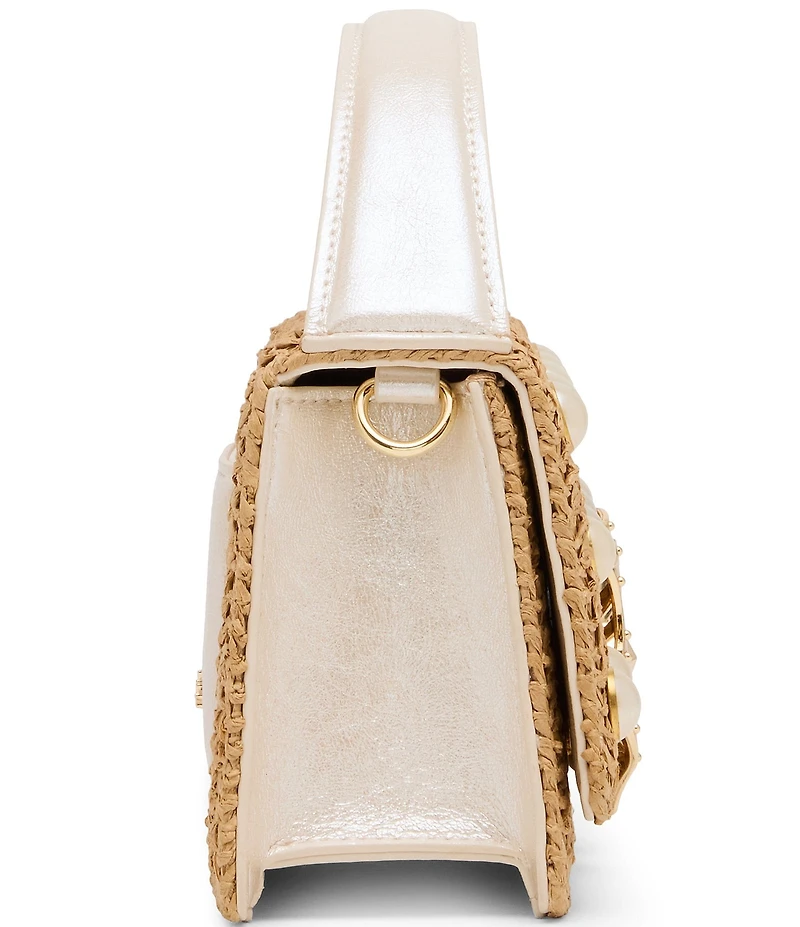 Betsey Johnson Raffia Pearl Butterfly Mini Top Handle Satchel Bag