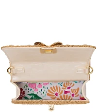 Betsey Johnson Raffia Pearl Butterfly Mini Top Handle Satchel Bag