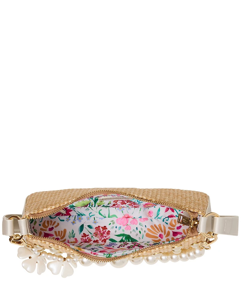 Betsey Johnson Raffia Pearl Shoulder Bag