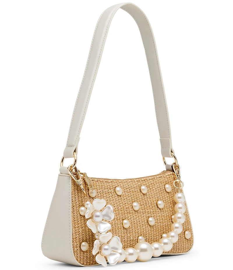 Betsey Johnson Raffia Pearl Shoulder Bag