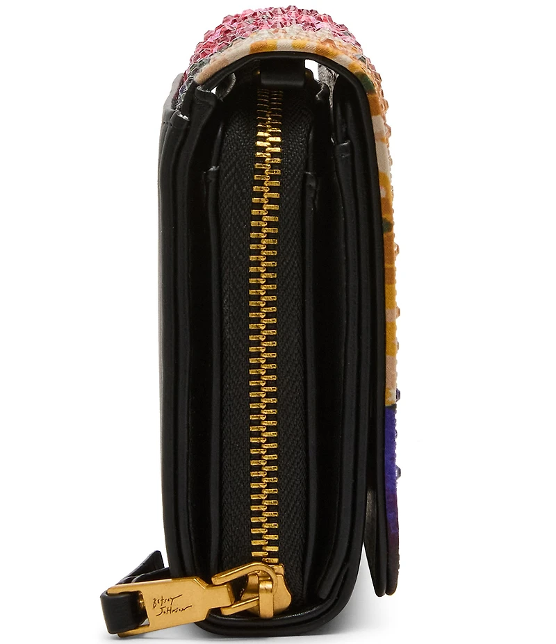 Betsey Johnson Floral Rhinestone Wallet Clutch