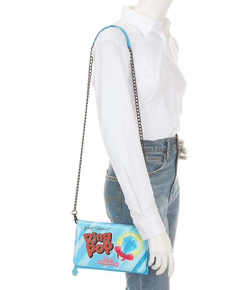 Betsey Johnson Ring Pop Patent Wallet On A Chain Crossbody Bag