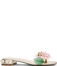 Betsey Johnson Rosia Flower and Bead Embellished Slide Sandals
