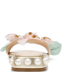 Betsey Johnson Rosia Flower and Bead Embellished Slide Sandals