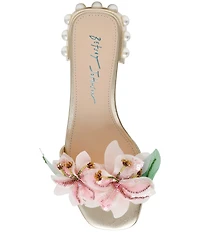 Betsey Johnson Rosia Flower and Bead Embellished Slide Sandals