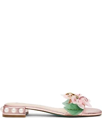 Betsey Johnson Rosia Flower and Bead Embellished Slide Sandals