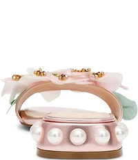 Betsey Johnson Rosia Flower and Bead Embellished Slide Sandals