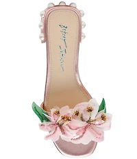 Betsey Johnson Rosia Flower and Bead Embellished Slide Sandals
