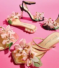 Betsey Johnson Rosia Flower and Bead Embellished Slide Sandals