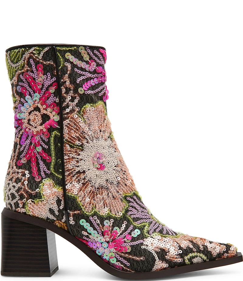 Betsey Johnson Rudy Floral Mesh Block Heel Booties