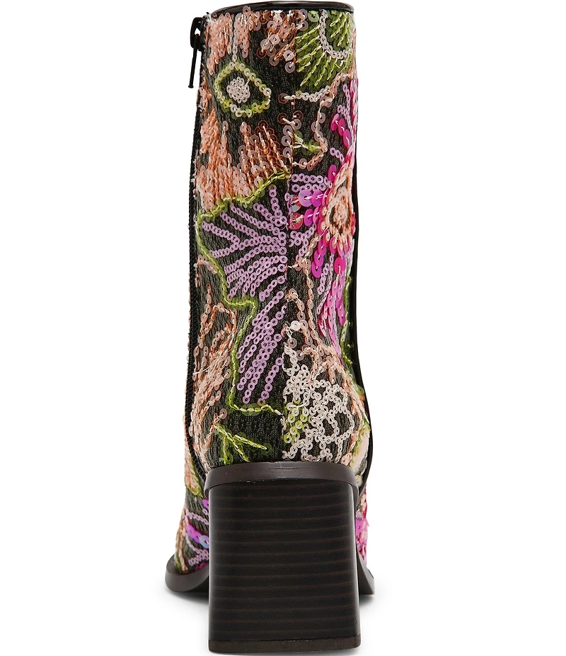 Betsey Johnson Rudy Floral Mesh Block Heel Booties