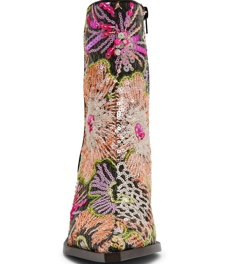 Betsey Johnson Rudy Floral Mesh Block Heel Booties