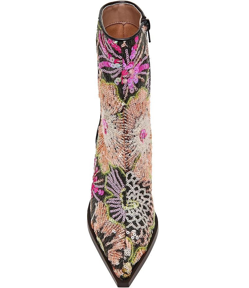 Betsey Johnson Rudy Floral Mesh Block Heel Booties