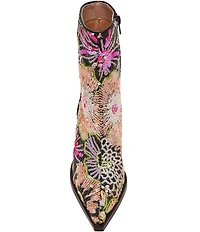 Betsey Johnson Rudy Floral Mesh Block Heel Booties