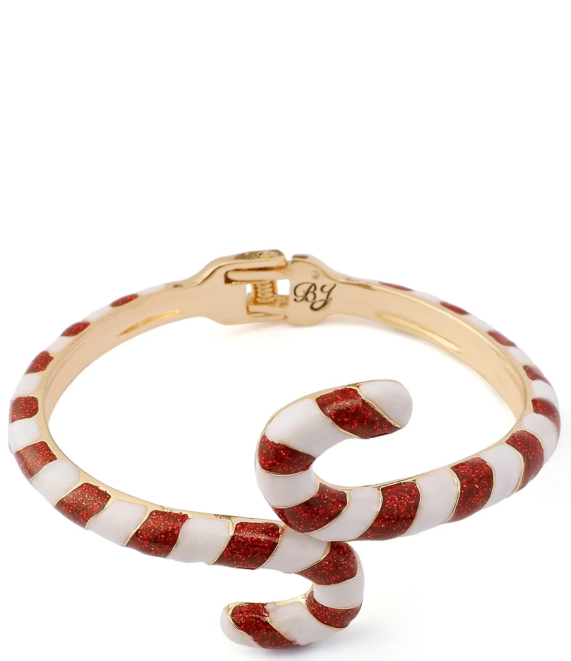Betsey Johnson Santa Baby Christmas Candy Cane Bangle Bracelet