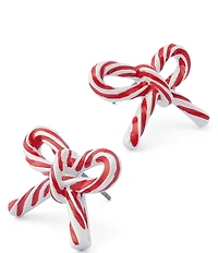Betsey Johnson Santa Baby Christmas Candy Cane Bow Stud Earrings