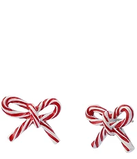 Betsey Johnson Santa Baby Christmas Candy Cane Bow Stud Earrings