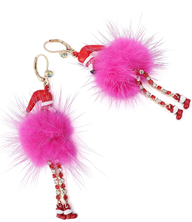 Betsey Johnson Santa Baby Christmas Flamingo Drop Earrings