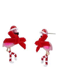 Betsey Johnson Santa Baby Christmas Flamingo Stud Earrings