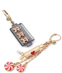 Betsey Johnson Santa Baby Christmas Gingerbread Cookie Mismatched Drop Earrings