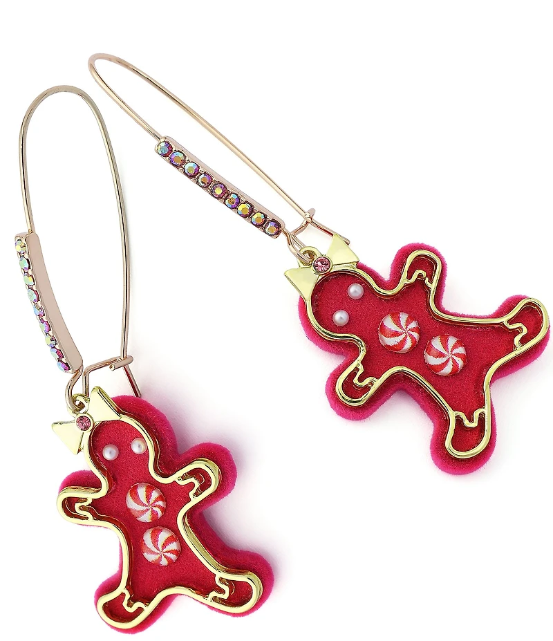 Betsey Johnson Santa Baby Christmas Gingerbread Dangle Drop Earrings