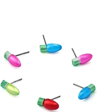 Betsey Johnson Santa Baby Christmas Lights Stud Earrings Set