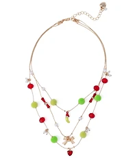 Betsey Johnson Santa Baby Christmas Pickle Short Multi Strand Necklace
