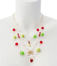 Betsey Johnson Santa Baby Christmas Pickle Short Multi Strand Necklace