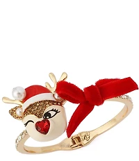 Betsey Johnson Santa Baby Christmas Reindeer Bow Bangle Bracelet