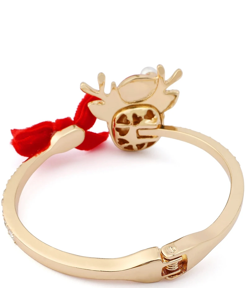 Betsey Johnson Santa Baby Christmas Reindeer Bow Bangle Bracelet