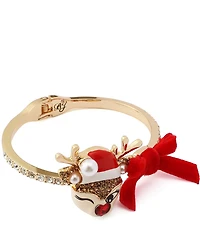 Betsey Johnson Santa Baby Christmas Reindeer Bow Bangle Bracelet