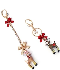 Betsey Johnson Santa Baby Christmas Reindeer Bow Mismatched Drop Earrings