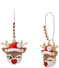 Betsey Johnson Santa Baby Christmas Reindeer Dangle Drop Earrings