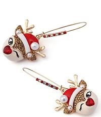 Betsey Johnson Santa Baby Christmas Reindeer Dangle Drop Earrings