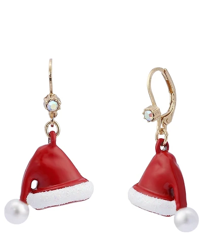 Betsey Johnson Santa Baby Christmas Santa Hat Drop Earrings
