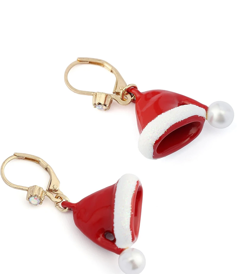 Betsey Johnson Santa Baby Christmas Santa Hat Drop Earrings