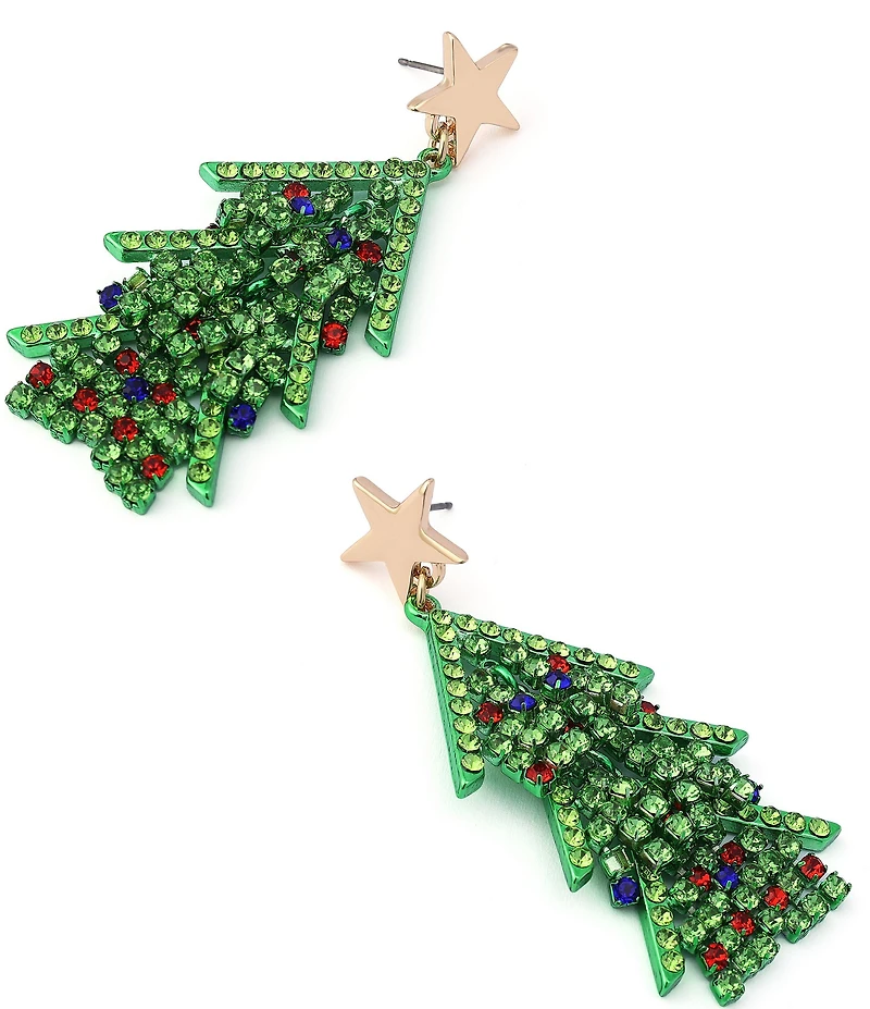 Betsey Johnson Santa Baby Christmas Tree Drop Earrings