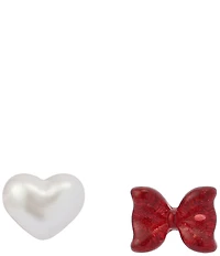 Betsey Johnson Santa Baby Heart & Bow Mismatched Stud Earrings