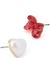 Betsey Johnson Santa Baby Heart & Bow Mismatched Stud Earrings