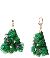 Betsey Johnson Santa Baby Plush Christmas Tree Drop Earrings