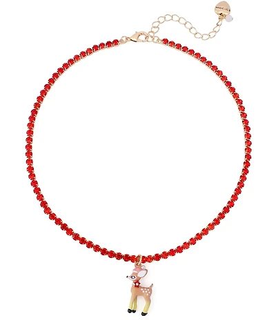 Betsey Johnson Santa Baby Reindeer Short Pendant Necklace