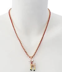 Betsey Johnson Santa Baby Reindeer Short Pendant Necklace