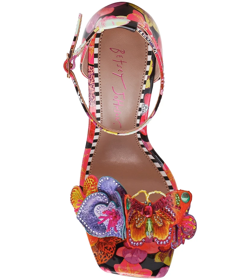 Betsey Johnson Santino Butterfly and Flower Wedge Dress Sandals