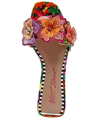 Betsey Johnson Scottyy Flower Embellished Slide Sandals