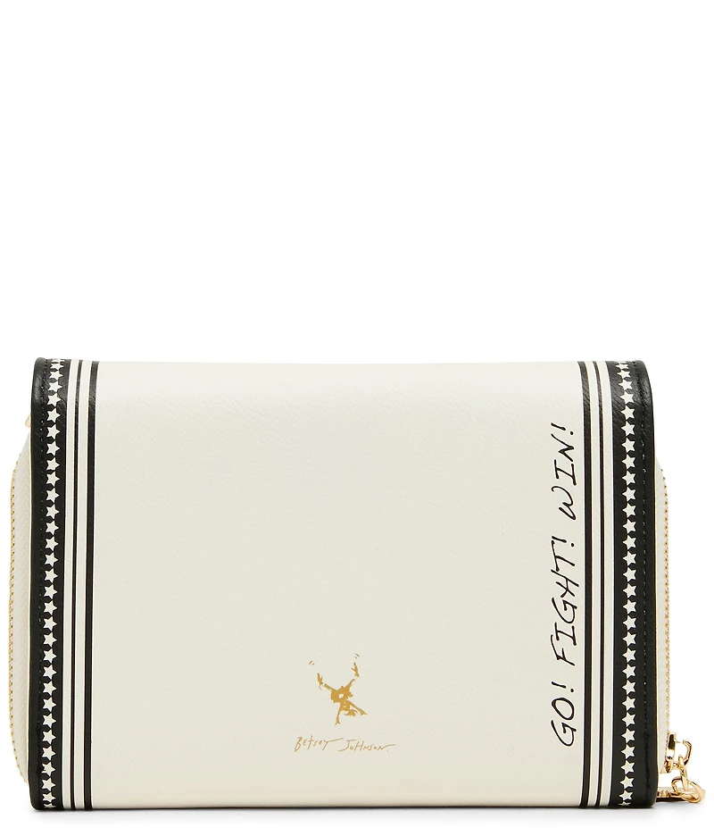 Betsey Johnson Shake Your Pom Poms Cheer Gameday Wallet Crossbody Clutch Bag